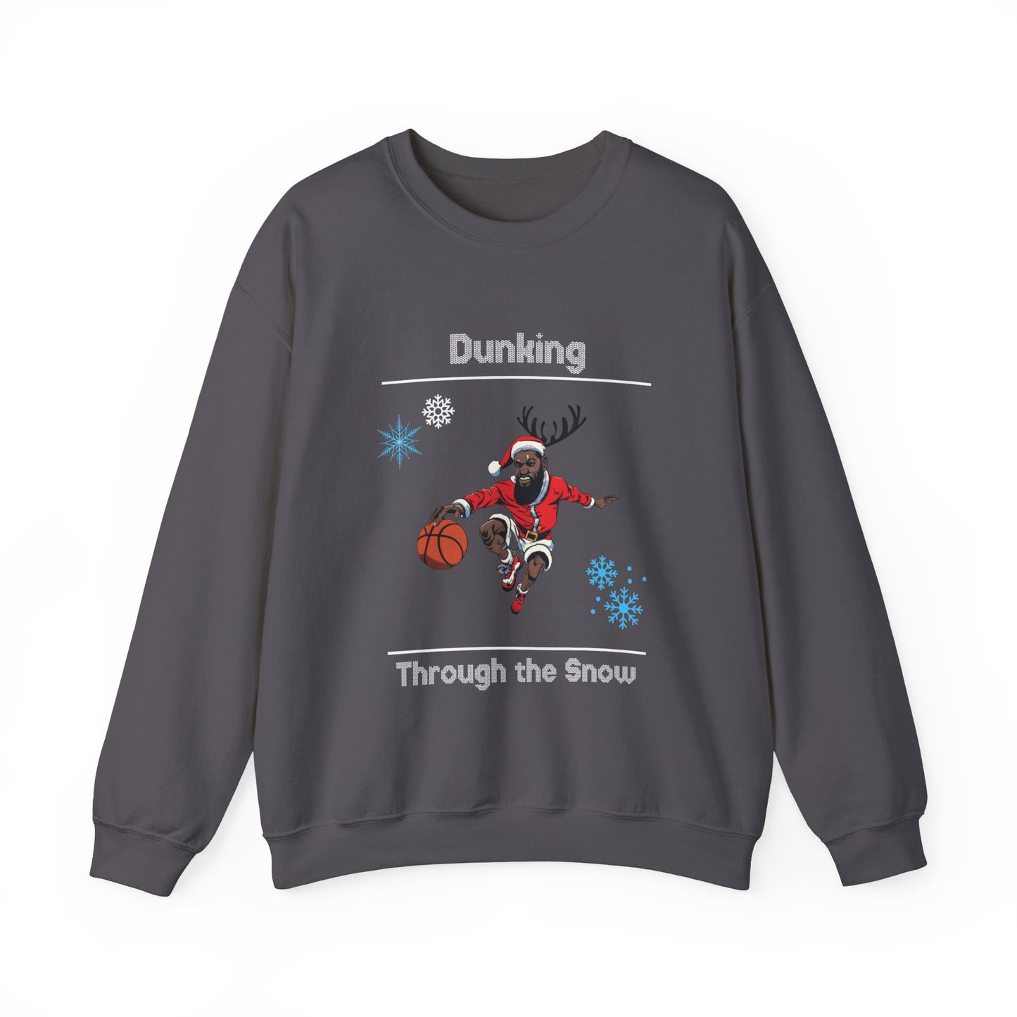 Dunking Through the Snow Ugly Christmas Sweatshirt - Festive Basketball Holiday Sweater