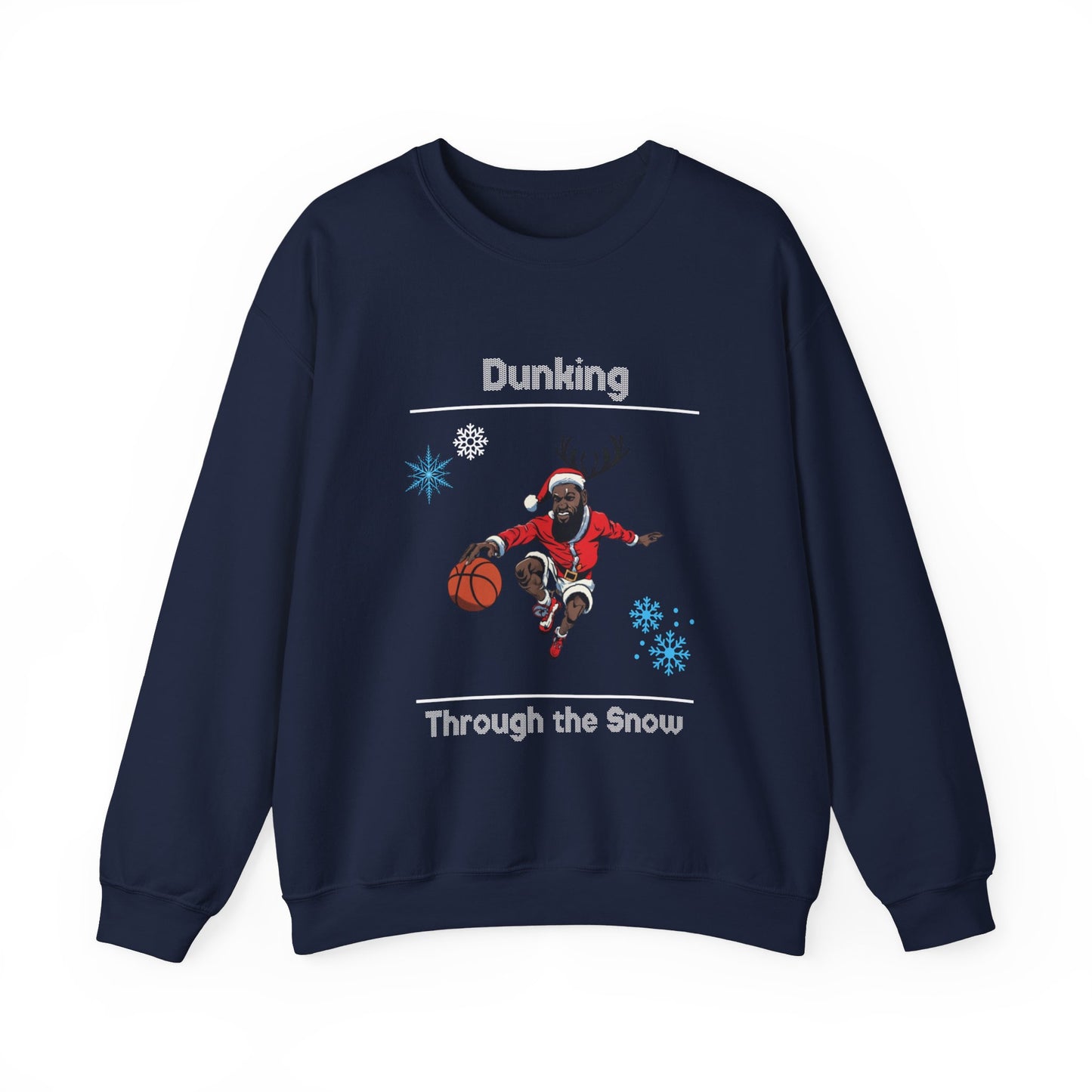 Dunking Through the Snow Ugly Christmas Sweatshirt - Festive Basketball Holiday Sweater