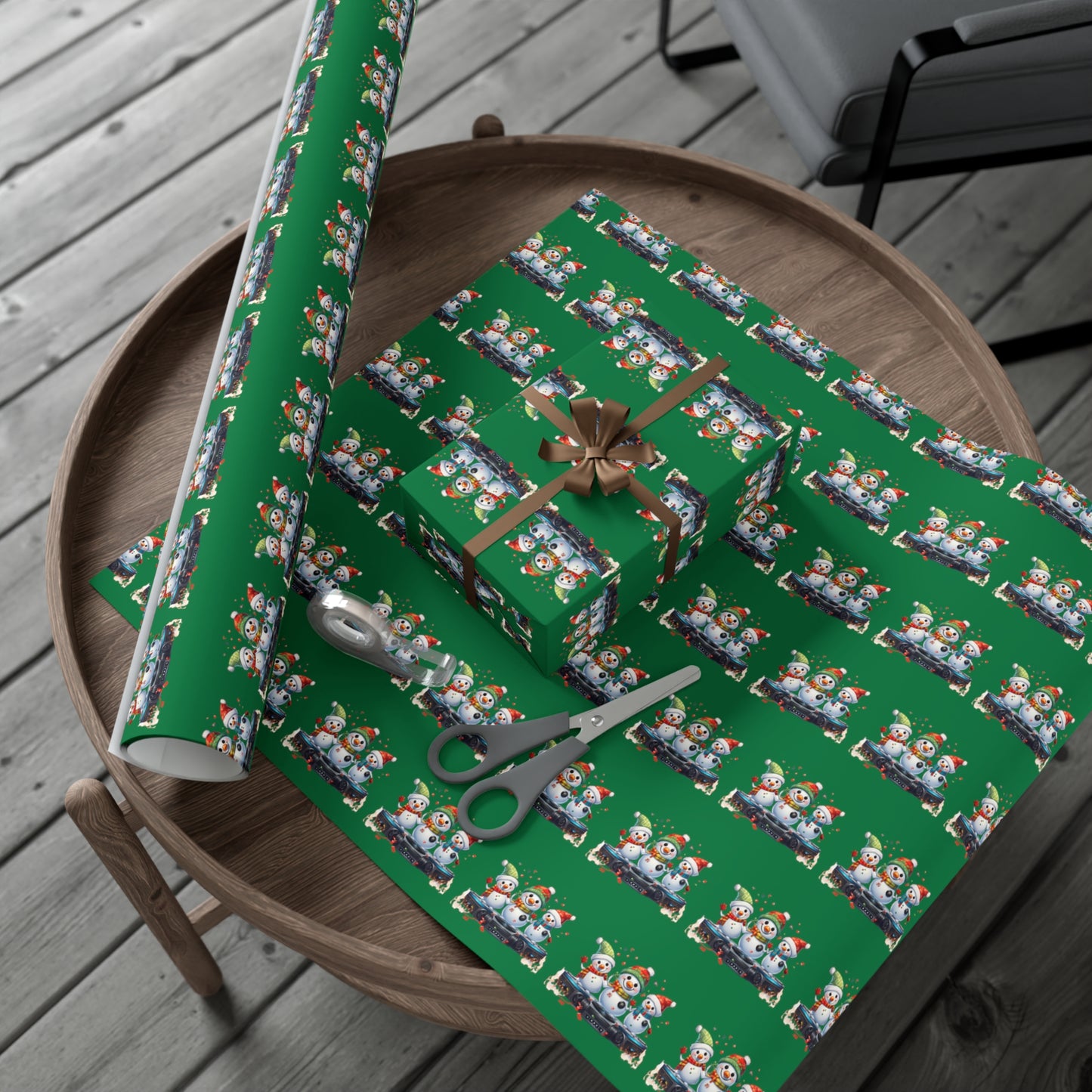 Custom Festive DJ Snowman Wrapping Paper - Christmas Gift Wrap in Matte or Satin Finish