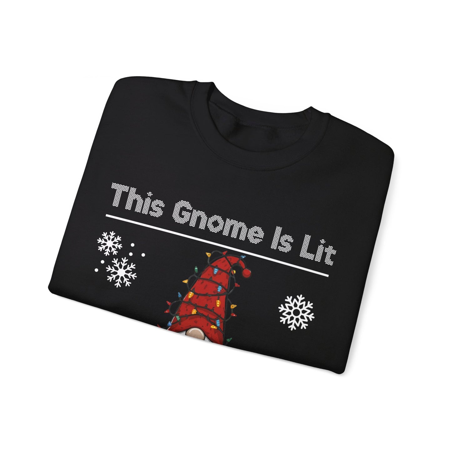 This Gnome Is Lit For Christmas Sweatshirt - Unisex Heavy Blend Crewneck - Holiday Sweater