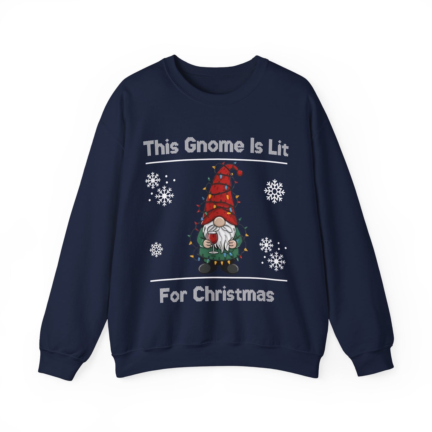 This Gnome Is Lit For Christmas Sweatshirt - Unisex Heavy Blend Crewneck - Holiday Sweater