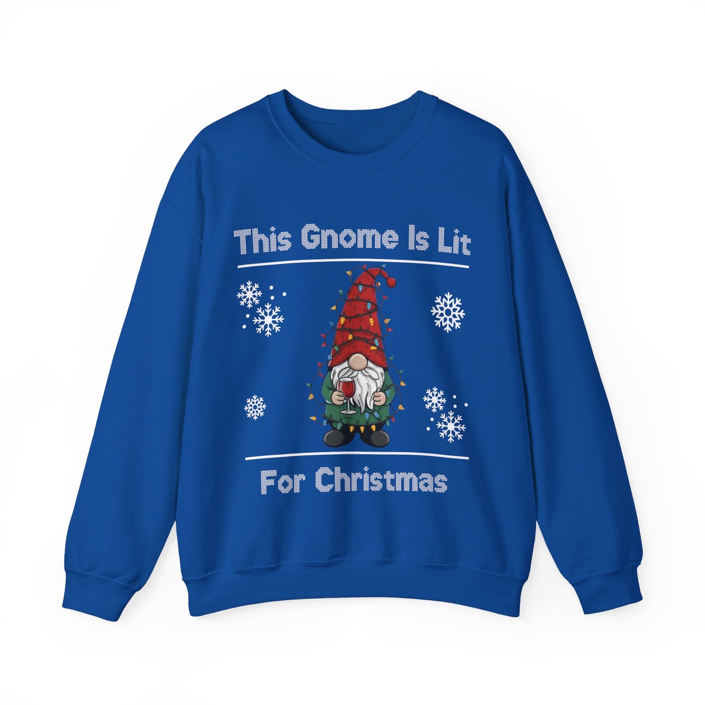 This Gnome Is Lit For Christmas Sweatshirt - Unisex Heavy Blend Crewneck - Holiday Sweater