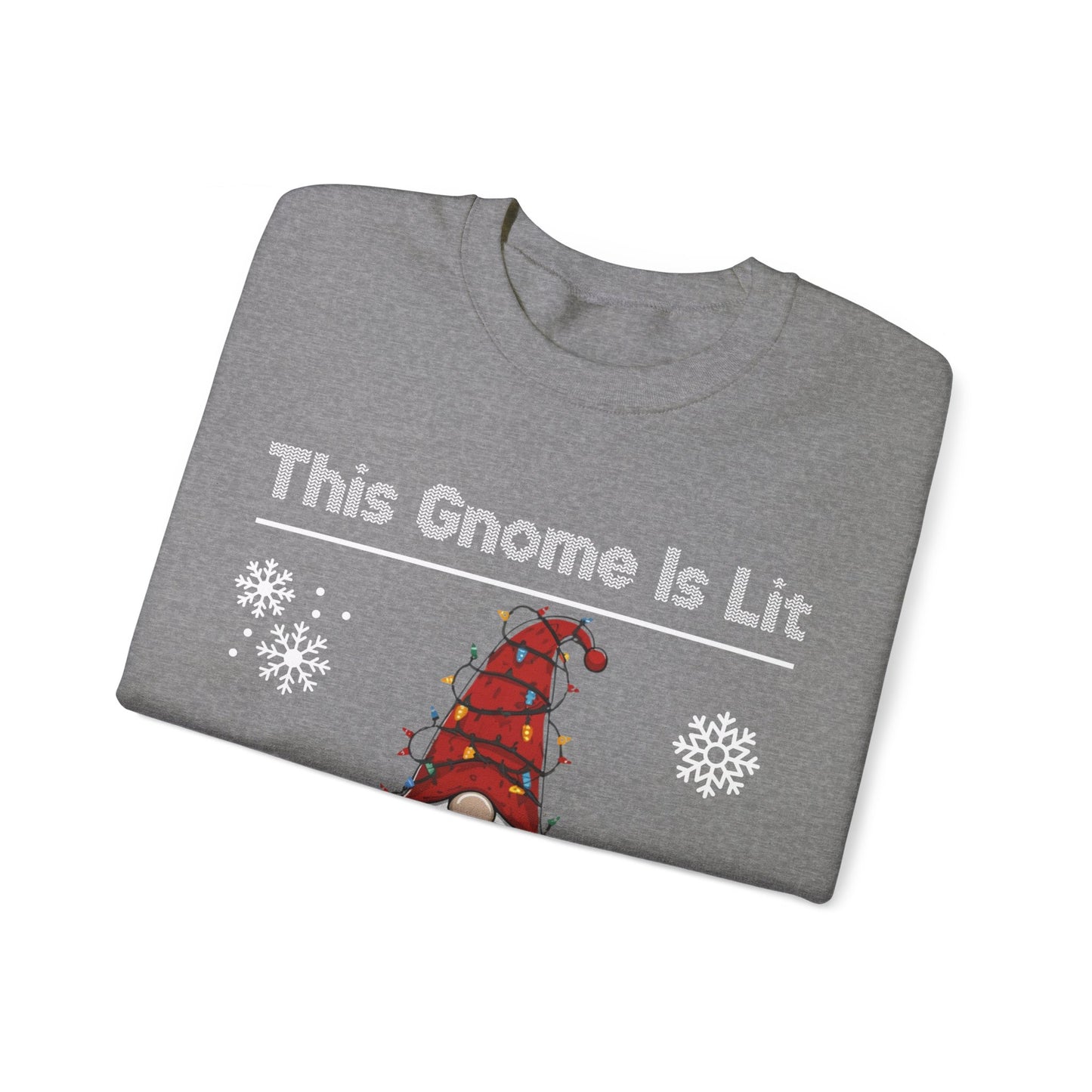 This Gnome Is Lit For Christmas Sweatshirt - Unisex Heavy Blend Crewneck - Holiday Sweater