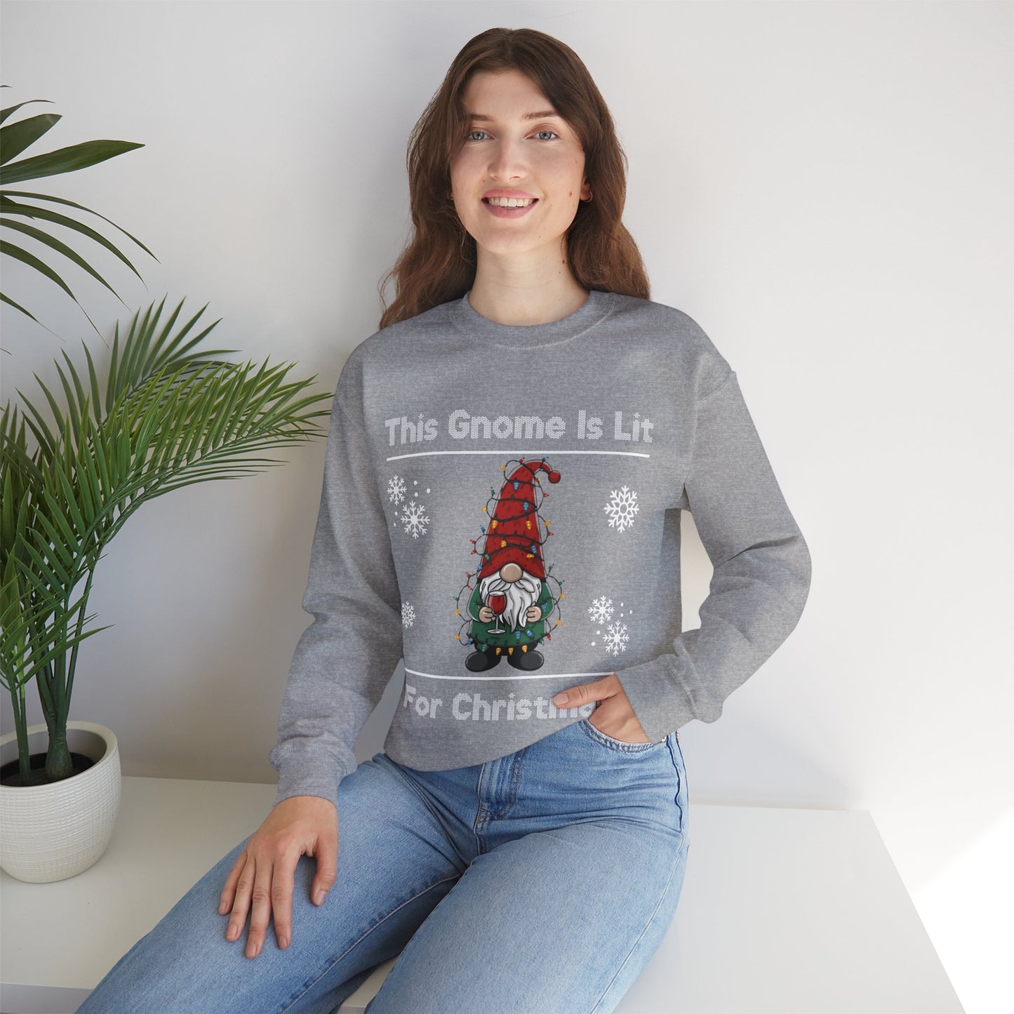 This Gnome Is Lit For Christmas Sweatshirt - Unisex Heavy Blend Crewneck - Holiday Sweater