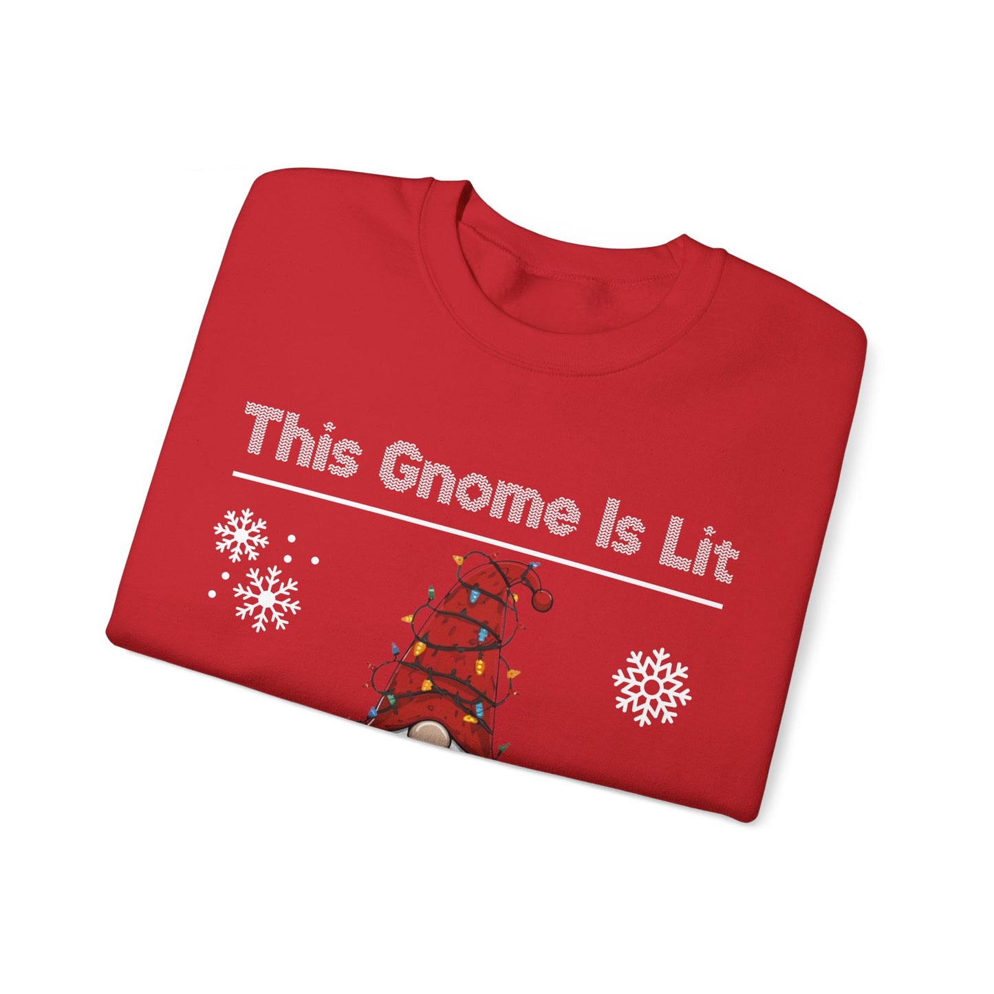 This Gnome Is Lit For Christmas Sweatshirt - Unisex Heavy Blend Crewneck - Holiday Sweater