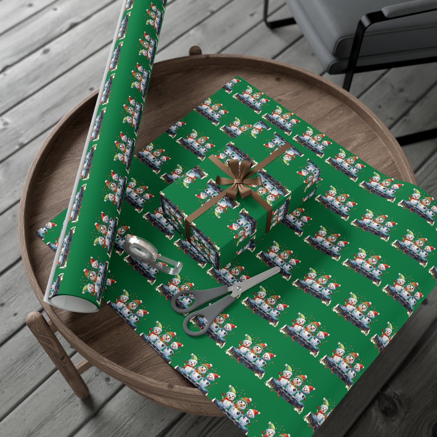 Custom Festive DJ Snowman Wrapping Paper - Christmas Gift Wrap in Matte or Satin Finish