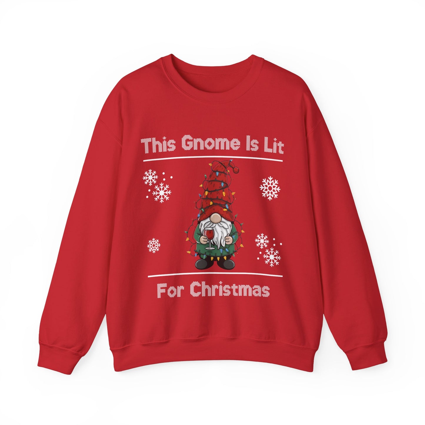 This Gnome Is Lit For Christmas Sweatshirt - Unisex Heavy Blend Crewneck - Holiday Sweater