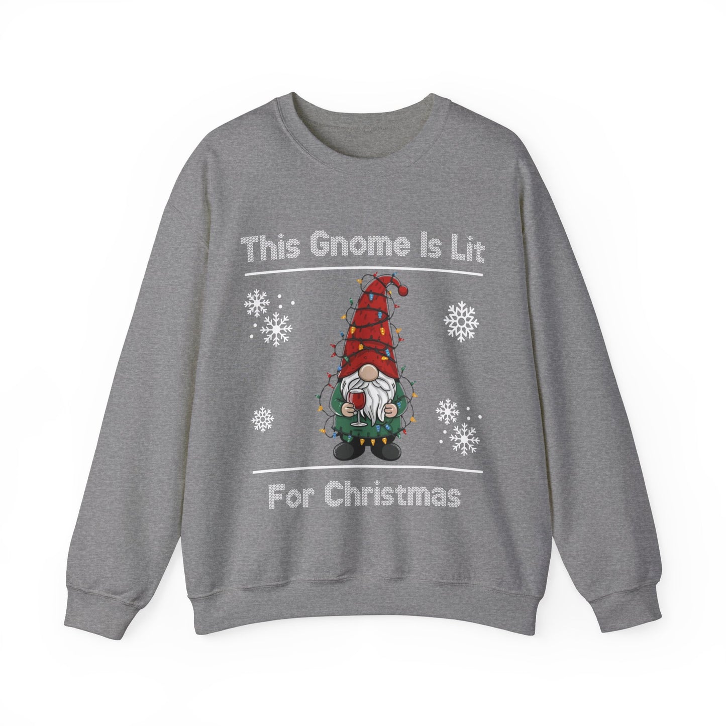 This Gnome Is Lit For Christmas Sweatshirt - Unisex Heavy Blend Crewneck - Holiday Sweater