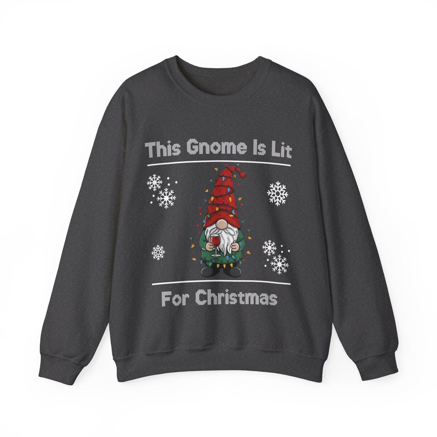 This Gnome Is Lit For Christmas Sweatshirt - Unisex Heavy Blend Crewneck - Holiday Sweater