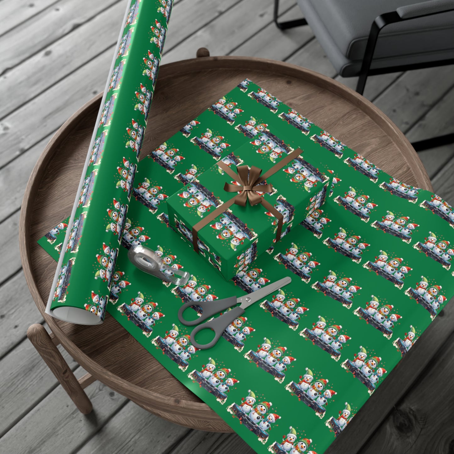 Custom Festive DJ Snowman Wrapping Paper - Christmas Gift Wrap in Matte or Satin Finish