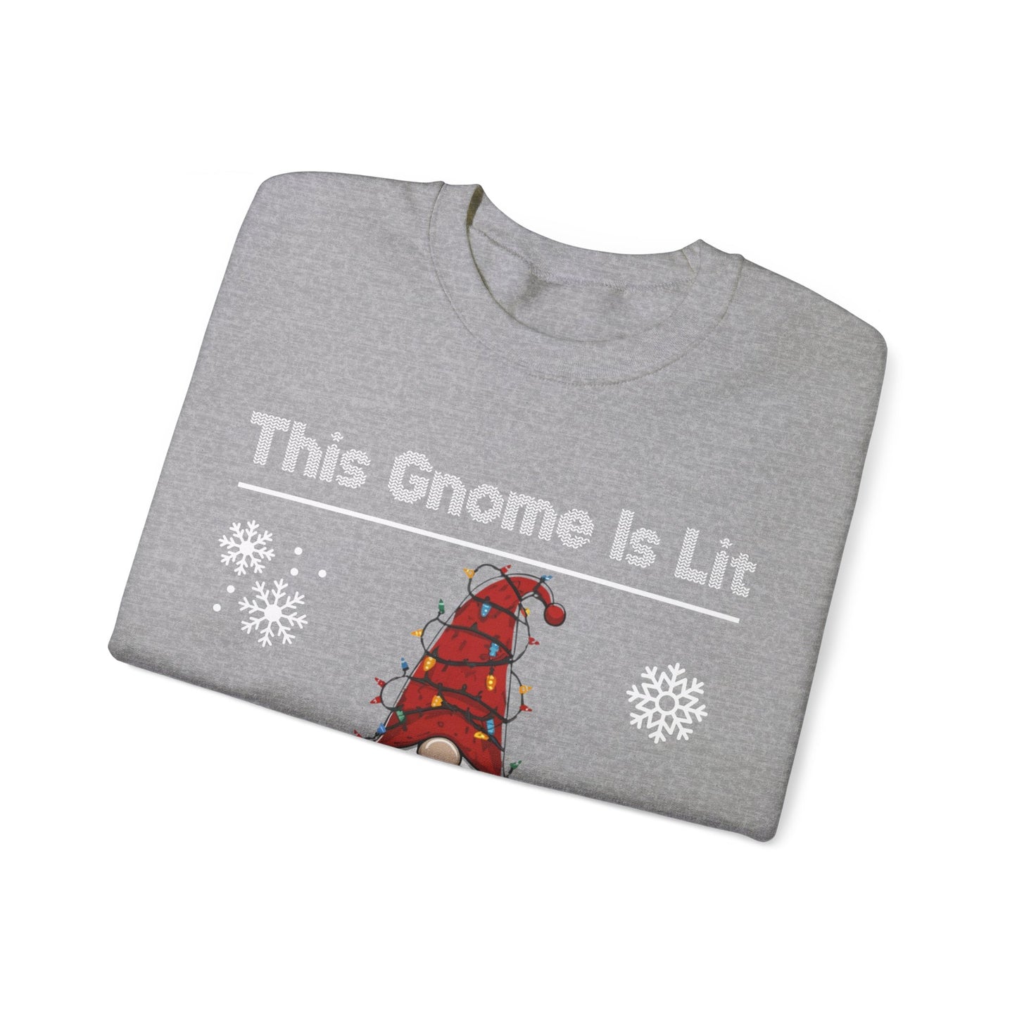 This Gnome Is Lit For Christmas Sweatshirt - Unisex Heavy Blend Crewneck - Holiday Sweater