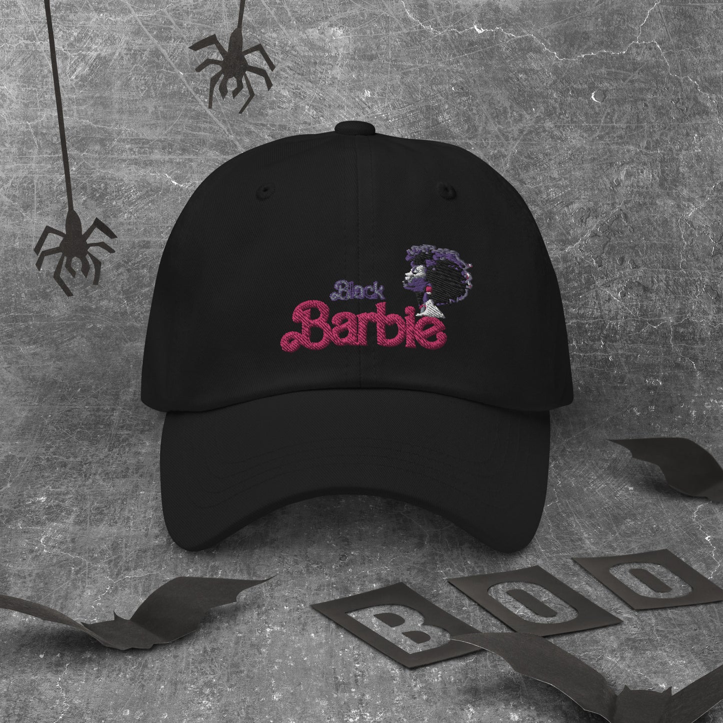 Black Barbie Embroidered Hat - Stylish Adjustable Cap for All Ages