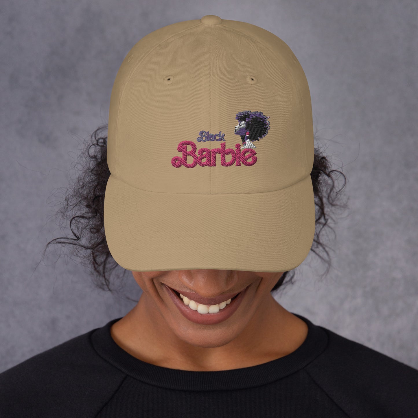 Black Barbie Embroidered Hat - Stylish Adjustable Cap for All Ages