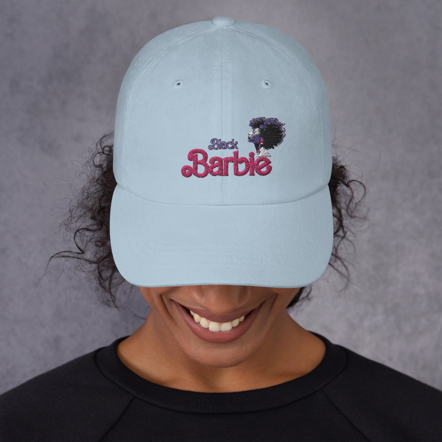 Black Barbie Embroidered Hat - Stylish Adjustable Cap for All Ages