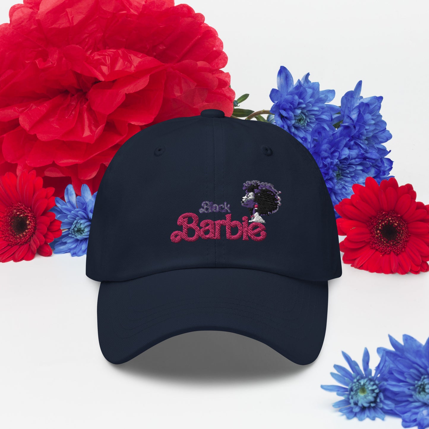 Black Barbie Embroidered Hat - Stylish Adjustable Cap for All Ages