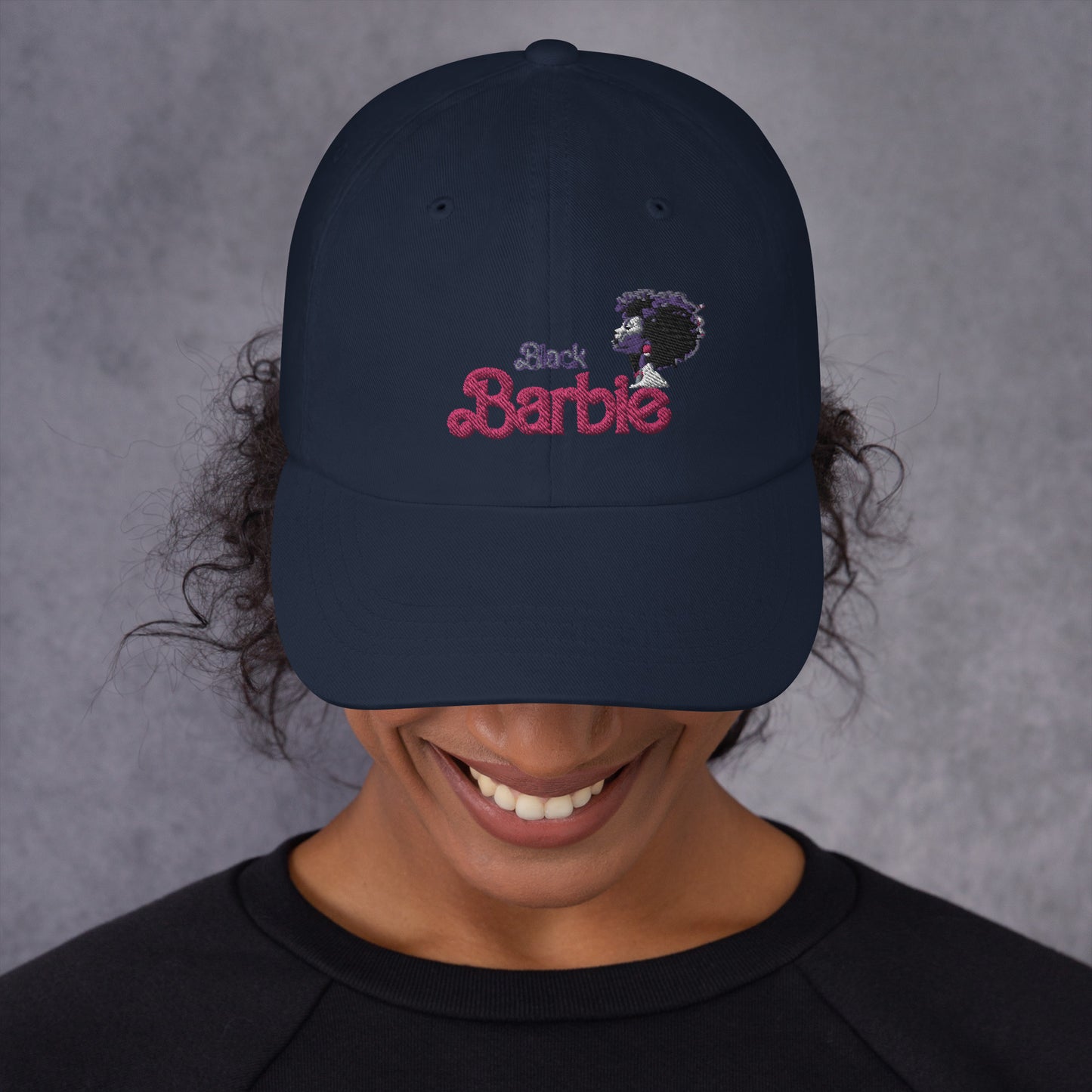 Black Barbie Embroidered Hat - Stylish Adjustable Cap for All Ages