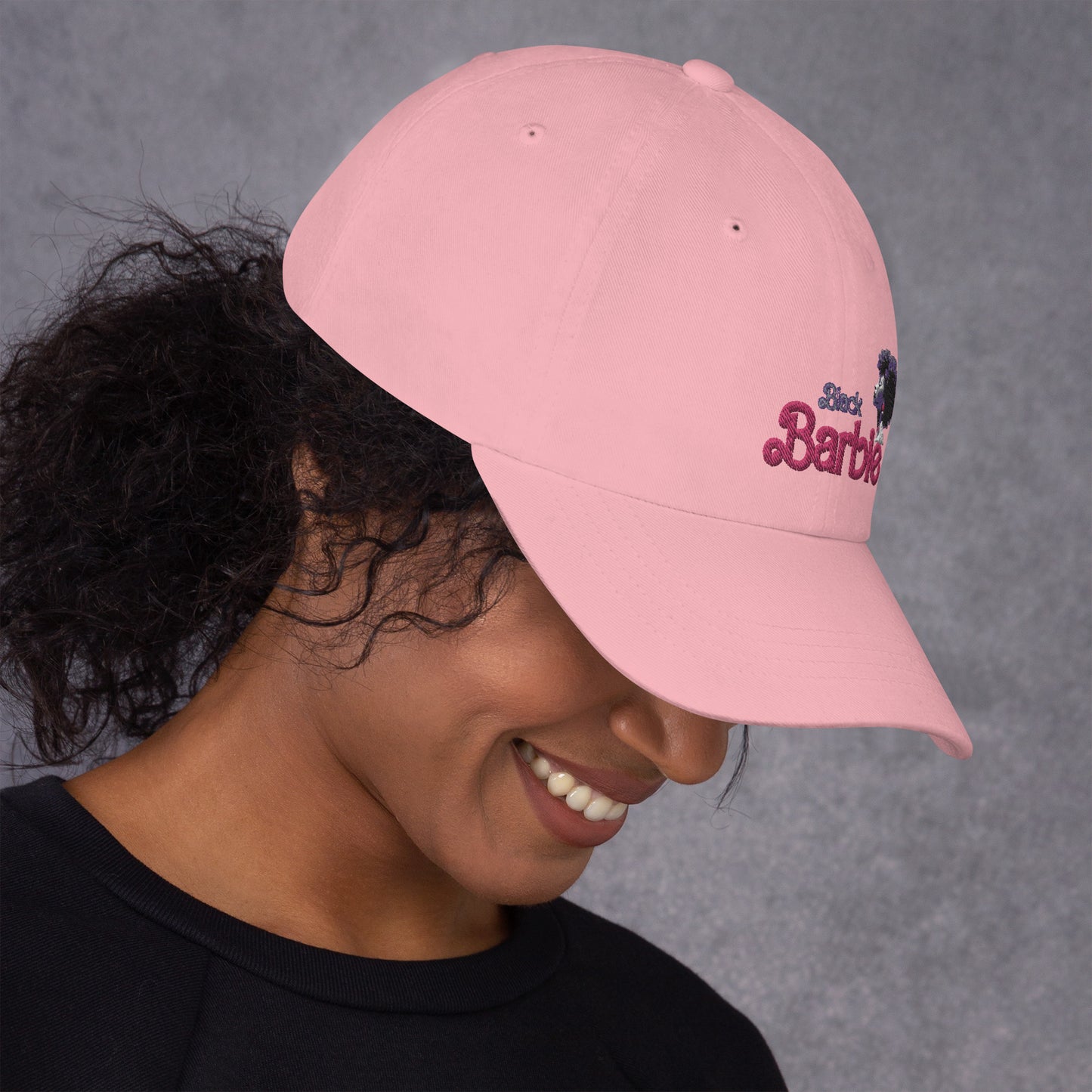 Black Barbie Embroidered Hat - Stylish Adjustable Cap for All Ages