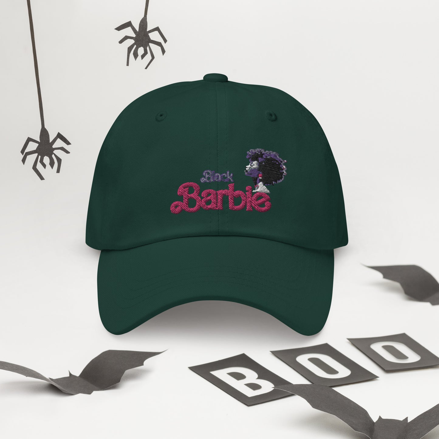 Black Barbie Embroidered Hat - Stylish Adjustable Cap for All Ages