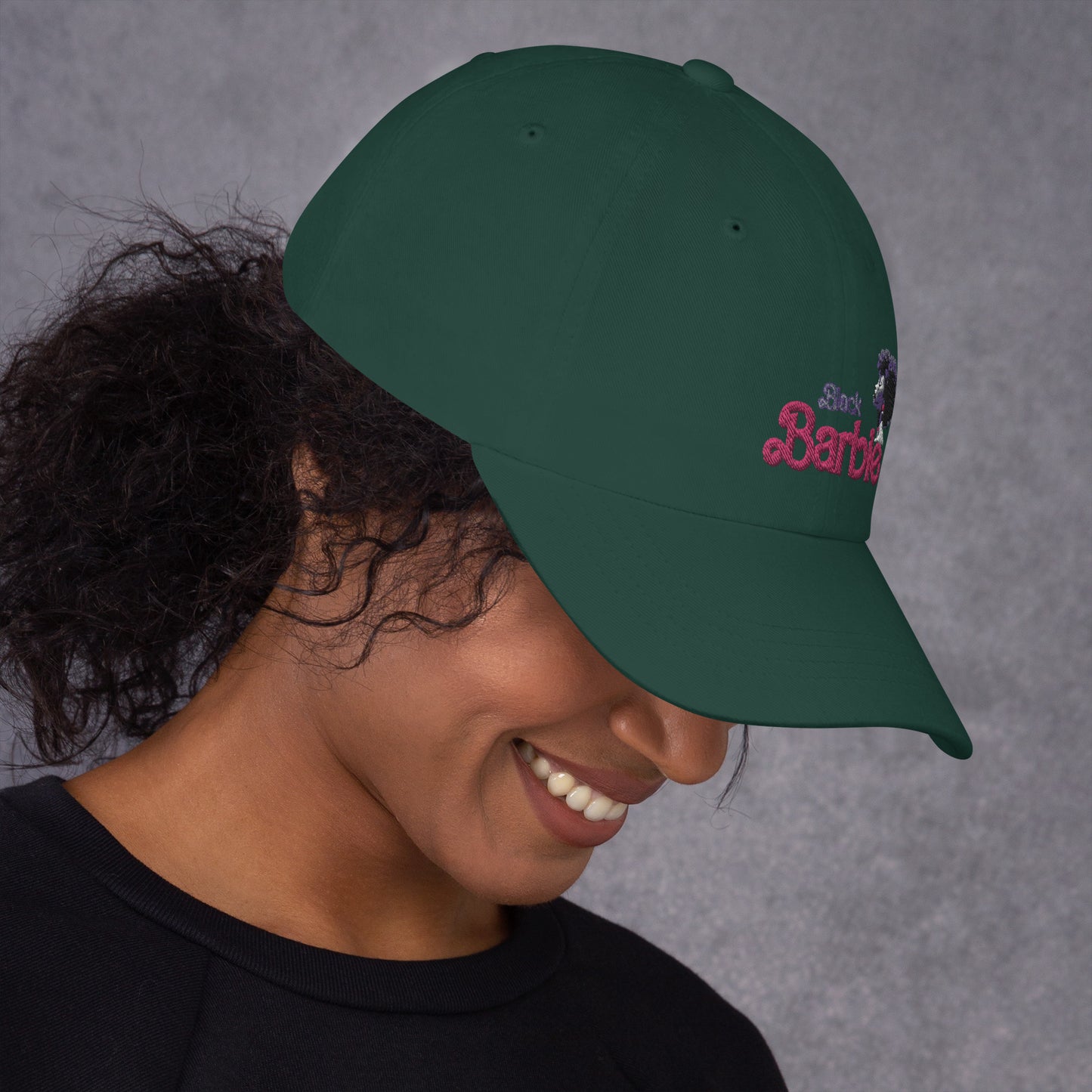 Black Barbie Embroidered Hat - Stylish Adjustable Cap for All Ages