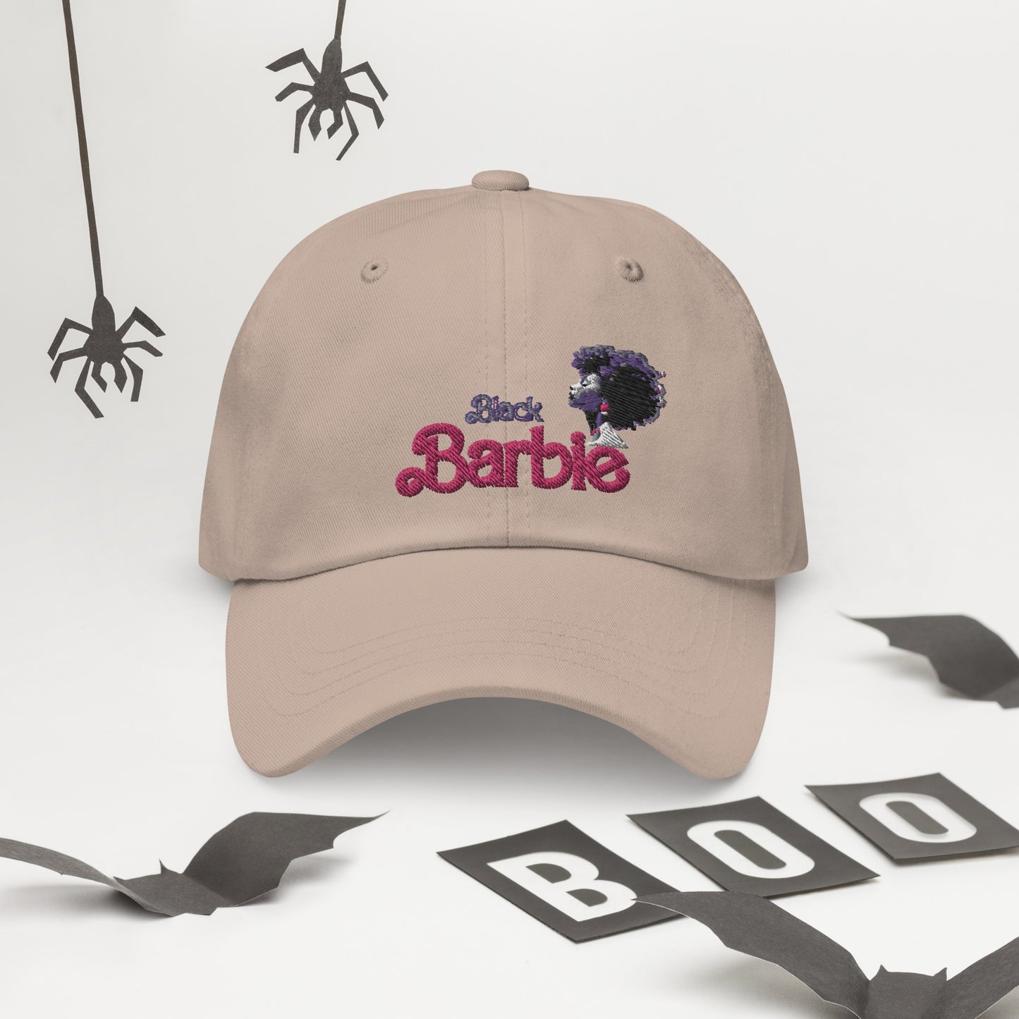 Black Barbie Embroidered Hat - Stylish Adjustable Cap for All Ages