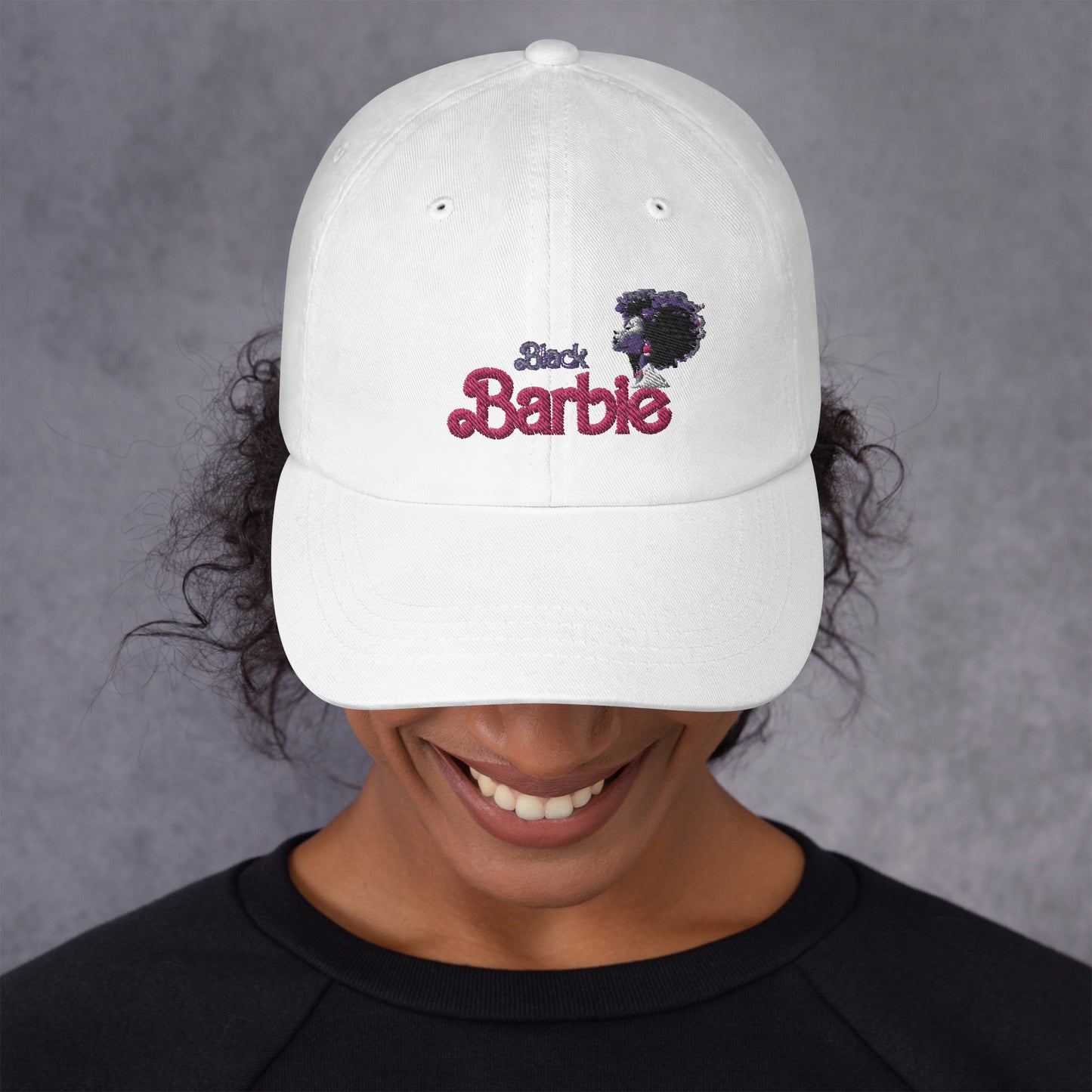 Black Barbie Embroidered Hat - Stylish Adjustable Cap for All Ages